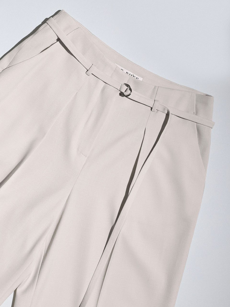 Straight leg belted trouser cream - fasfas