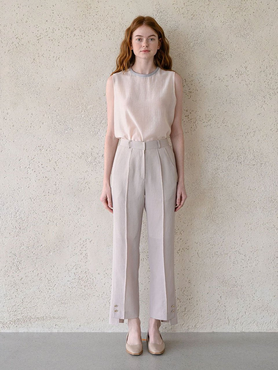 Tencel blend sleeveless tank top blouse - fasfas
