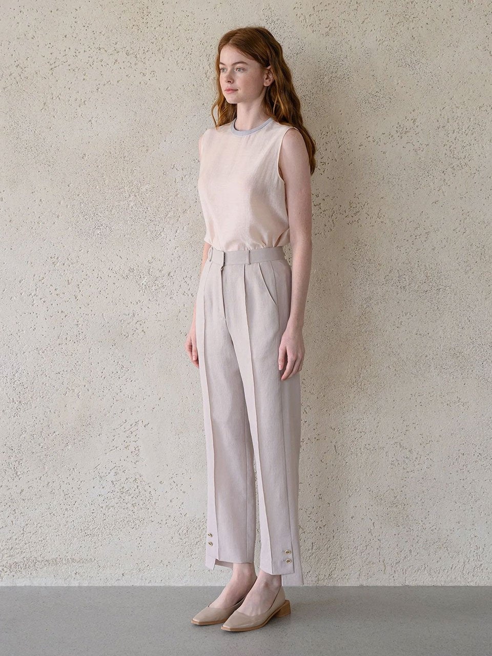 Tencel blend sleeveless tank top blouse - fasfas