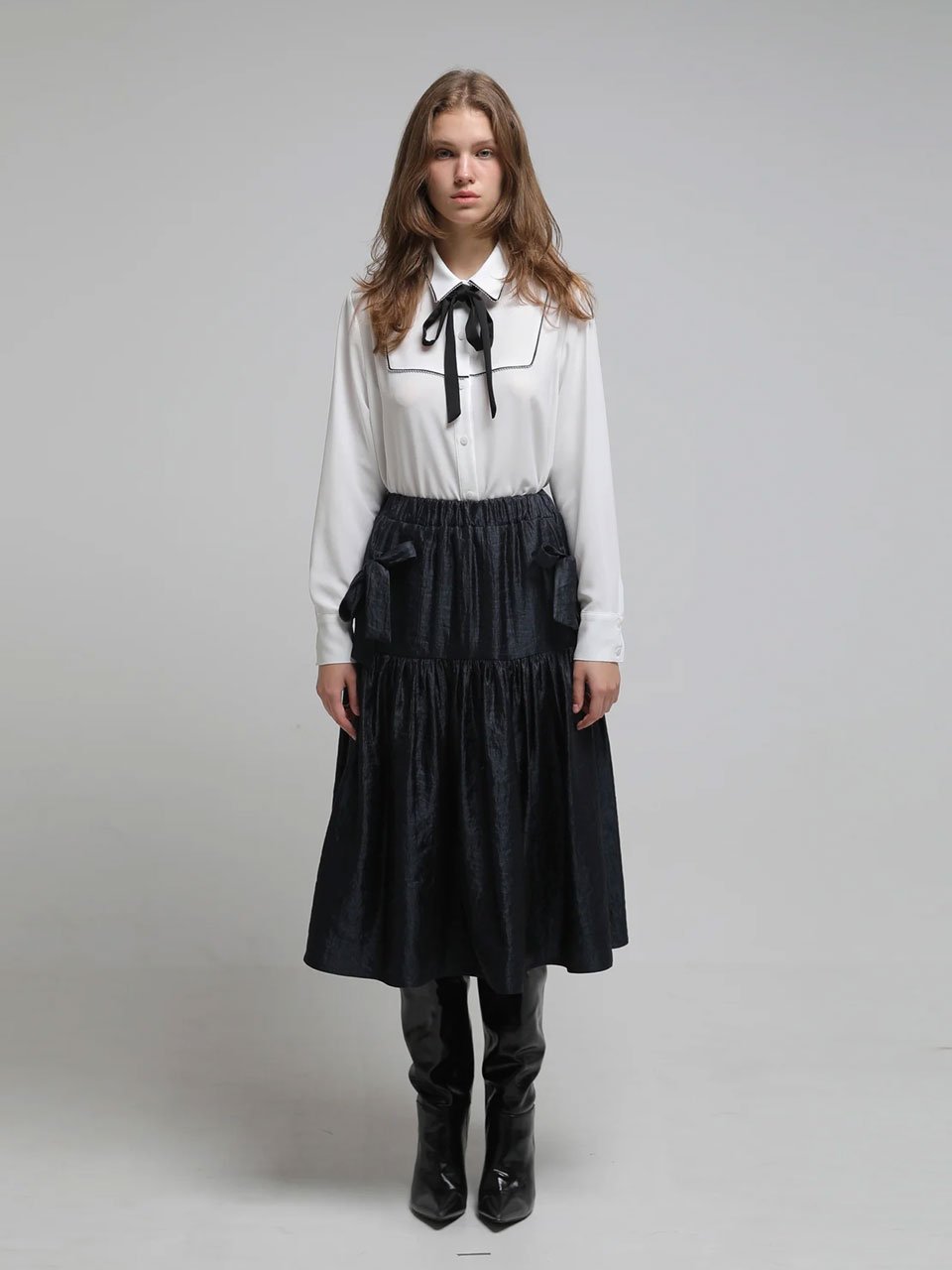 Tiered satin ribbon skirt - fasfas