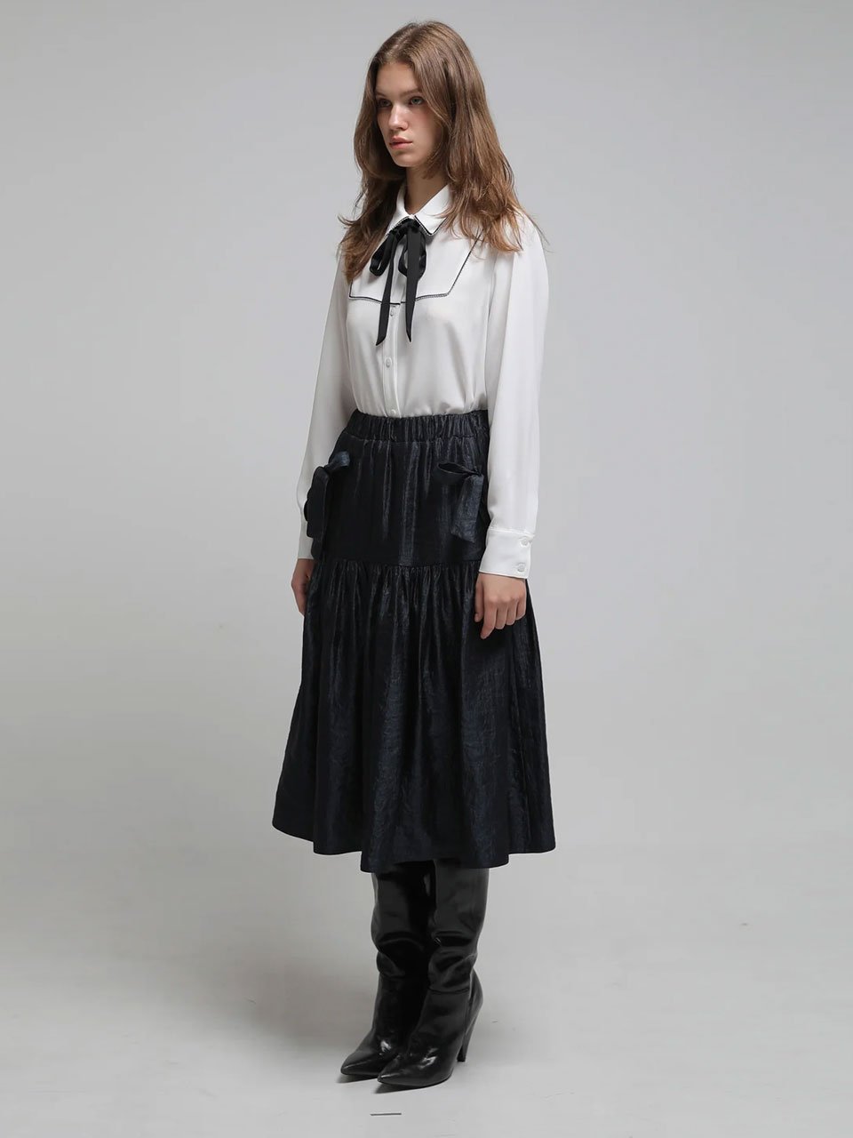 Tiered satin ribbon skirt - fasfas