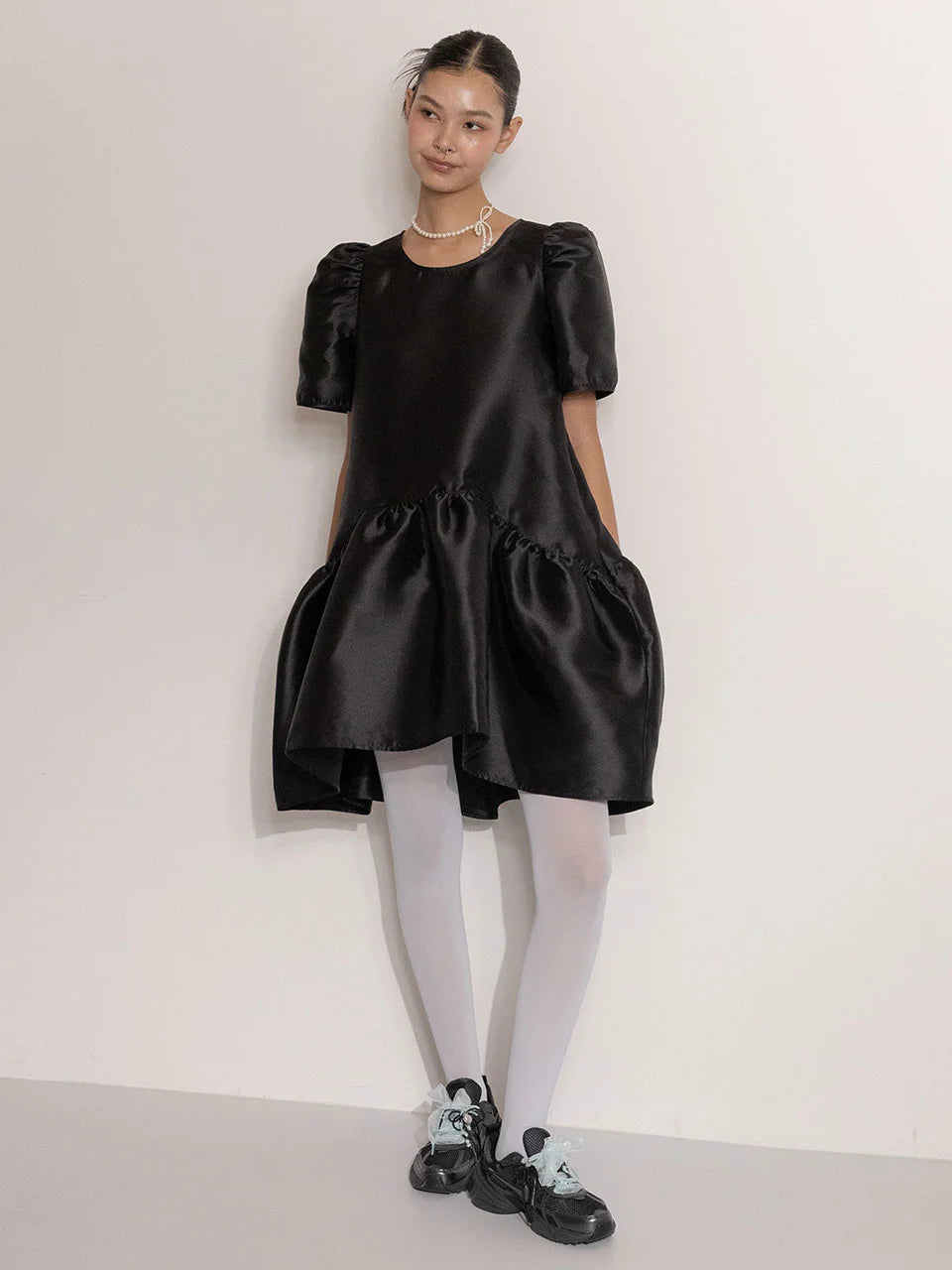 Tiered high-low taffeta dress - fasfas