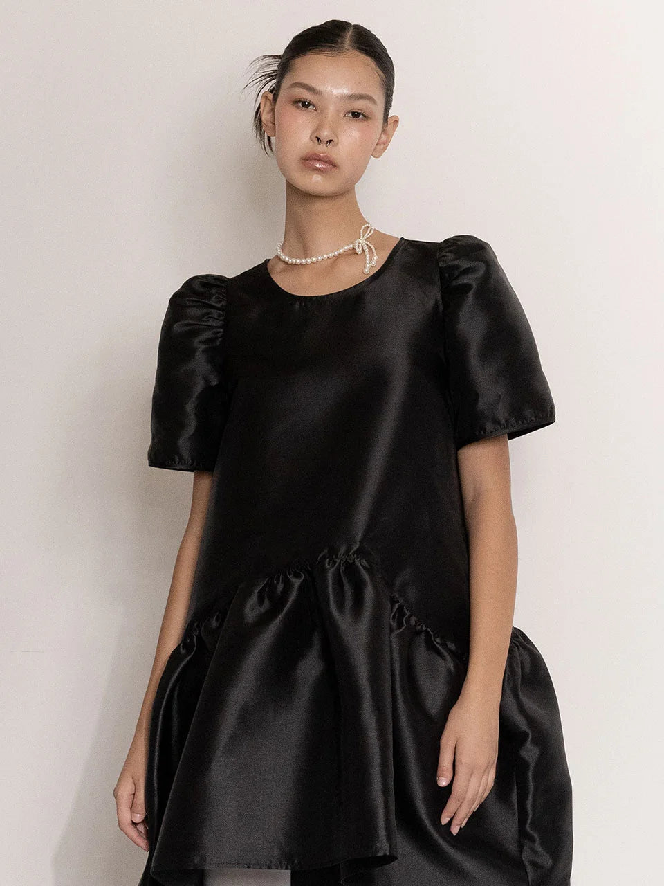 Tiered high-low taffeta dress - fasfas