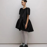Tiered high-low taffeta dress