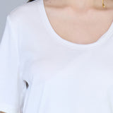 U-neck layered crop t-shirt white - fasfas