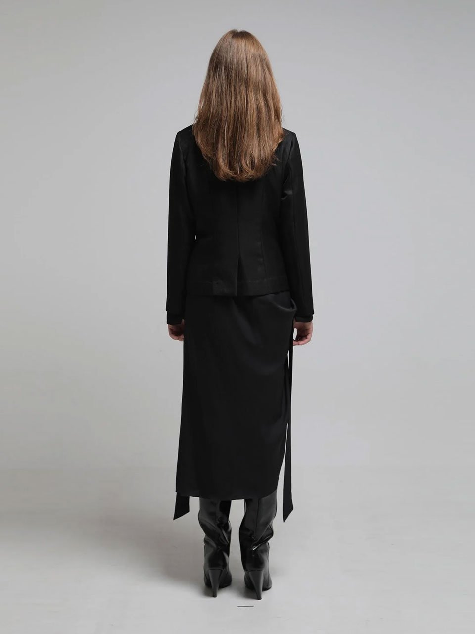 V-neck color block asymmetric jacket - fasfas