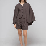 V-neck cape set-up jacket