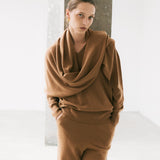 V-neck pullover camel – italy cashmere 20% - fasfas
