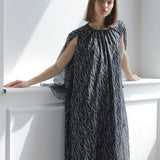 Sleeveless hopi print shirring maxi dress