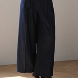Pleated crepe wide-leg pants blue - fasfas
