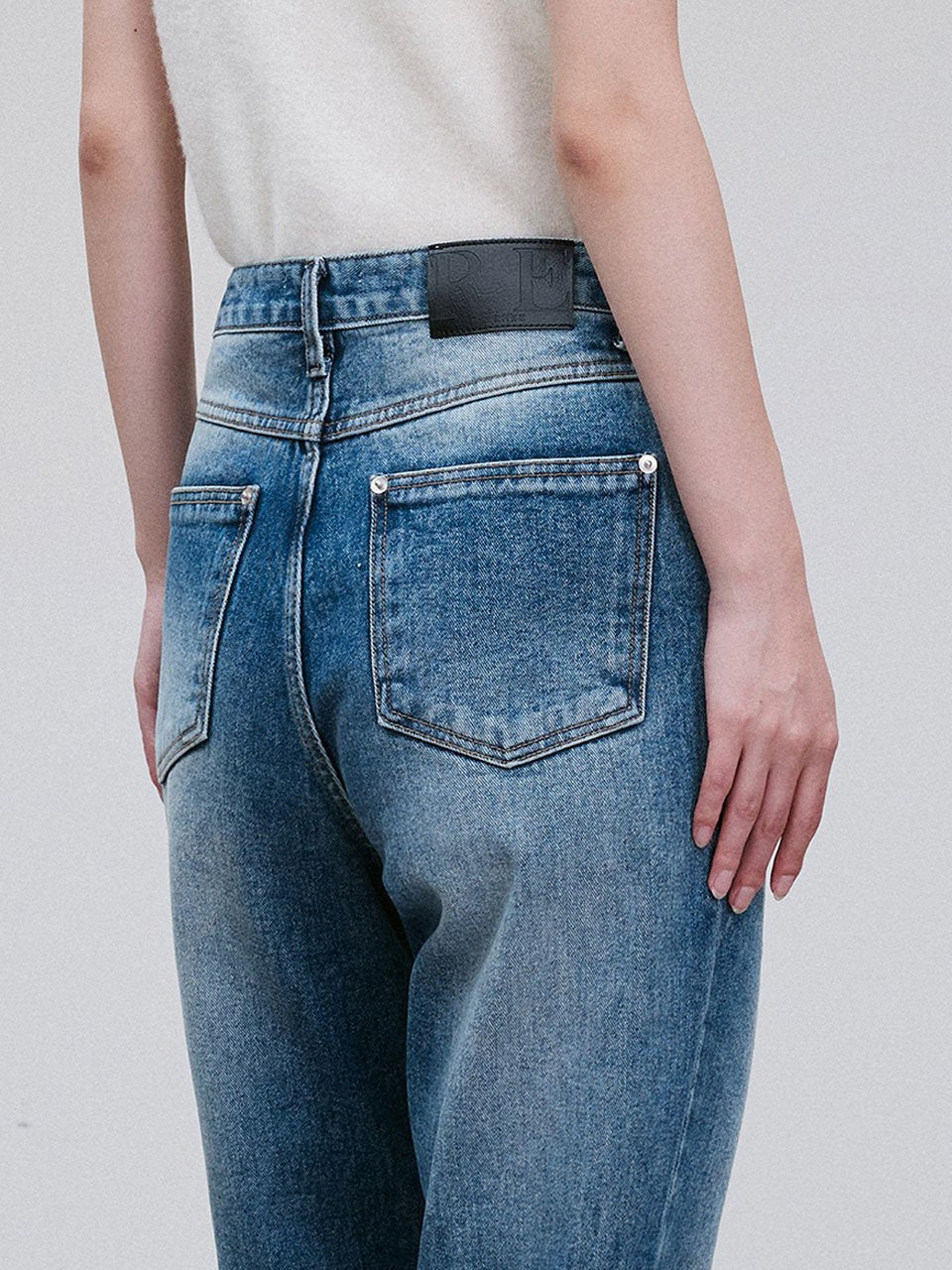 Washed wide-leg denim pants - fasfas