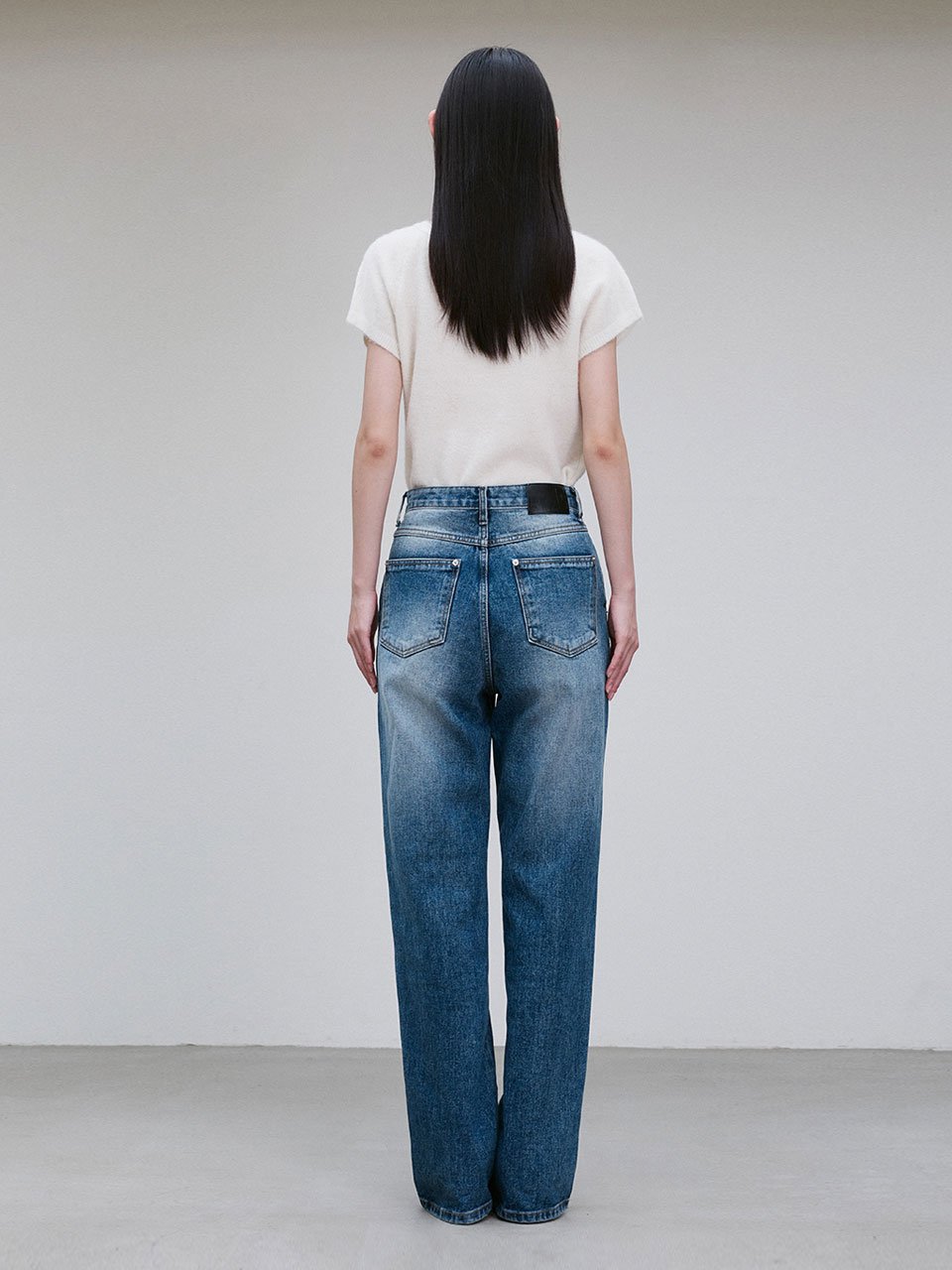 Washed wide-leg denim pants - fasfas