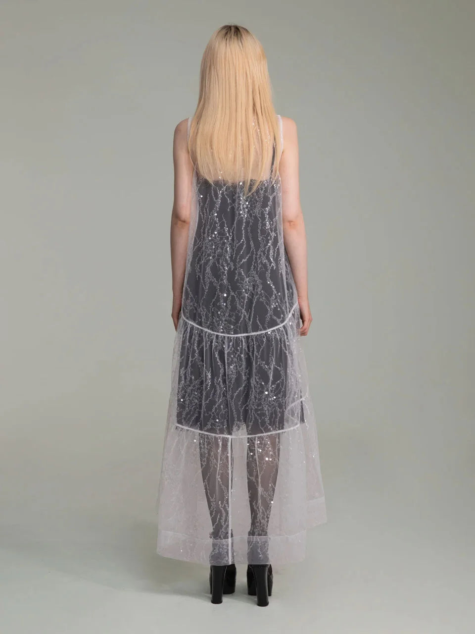 White sequine maxi dress(custom made) - fasfas