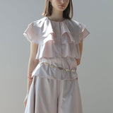Wide volume skirt pants pink beige