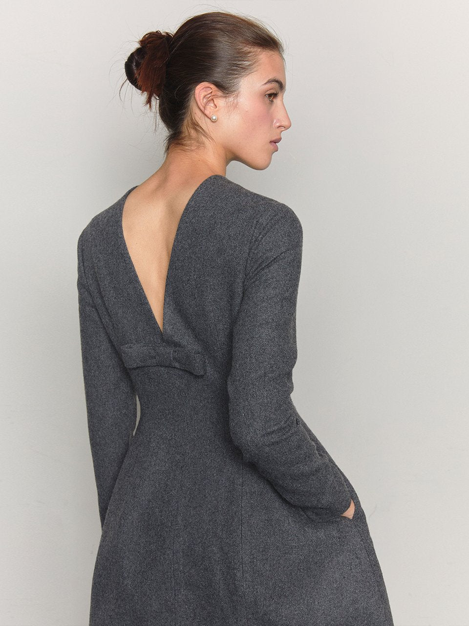 Wool blended hourglass dress gray - fasfas