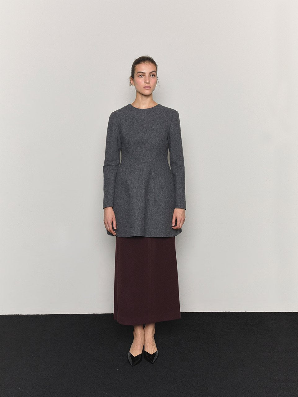 Wool blended hourglass dress gray - fasfas