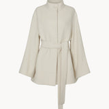 Zaha stand collar belted coat ivory - fasfas