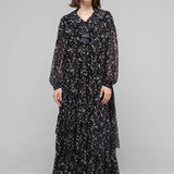 Loose fit v-neck ruffle maxi dress