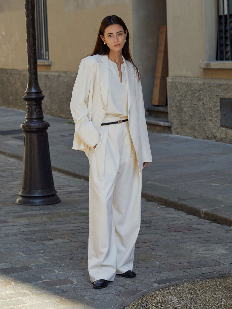 Marion asymmetrical relaxed jacket ivory - fasfas