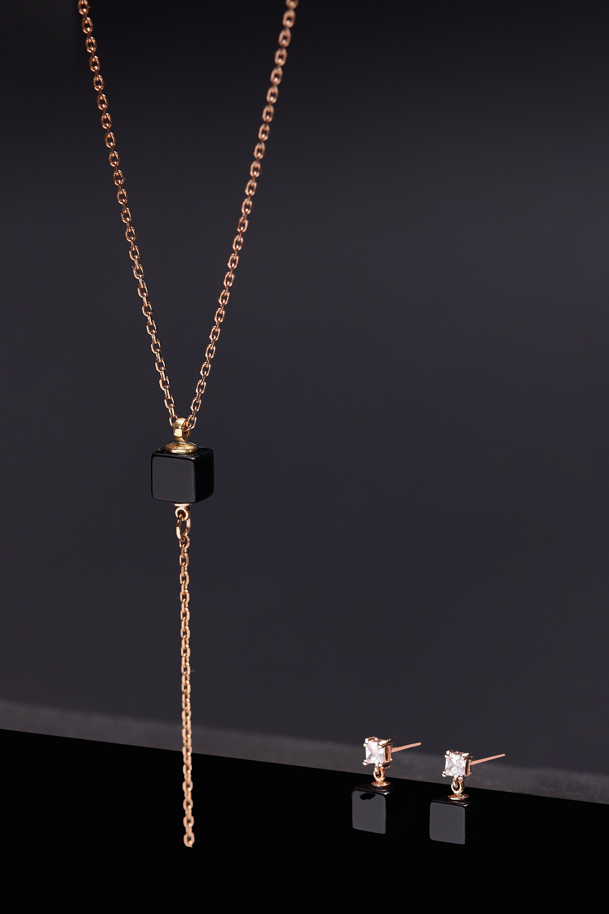 6mm cube onyx necklace - fasfas