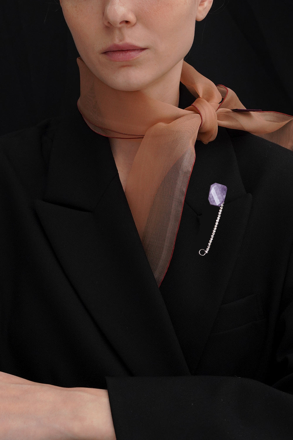 Amethyst safety pin brooch - fasfas