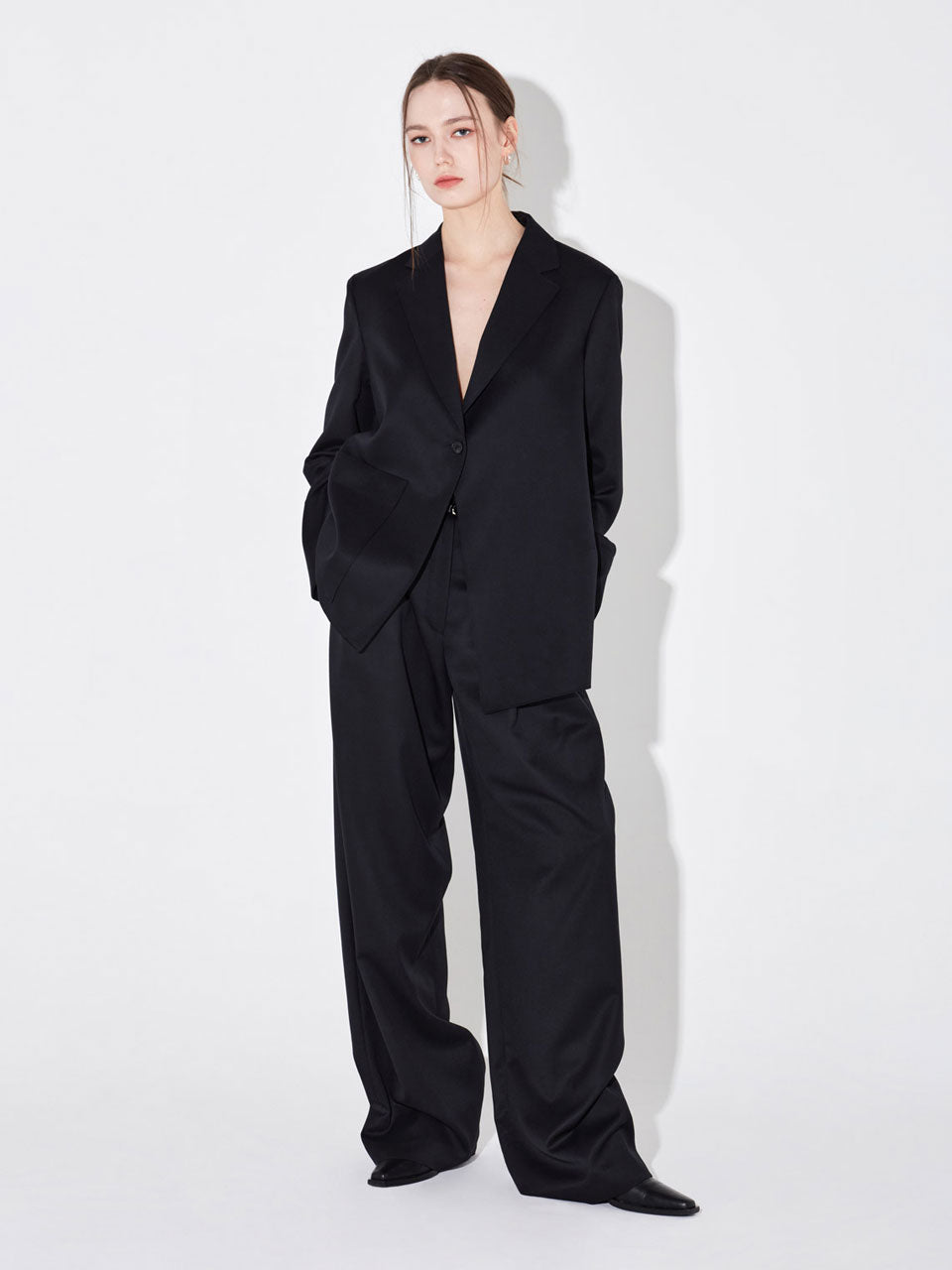 Lea pants with leather belt dark navy - fasfas