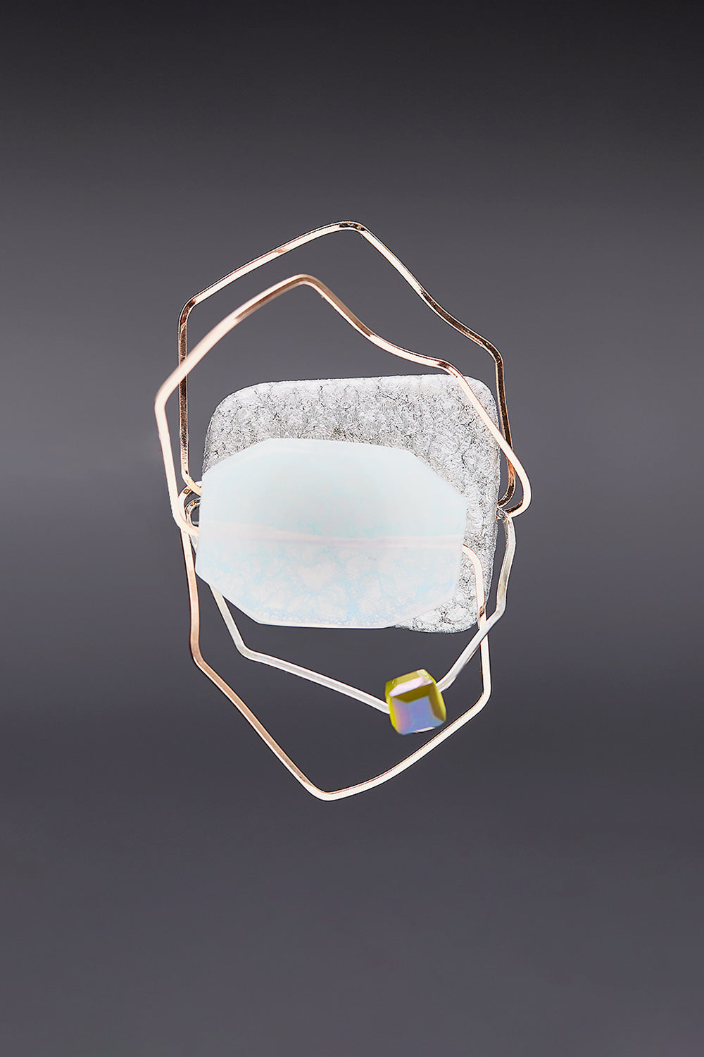 Glass opalite geometric brooch - fasfas