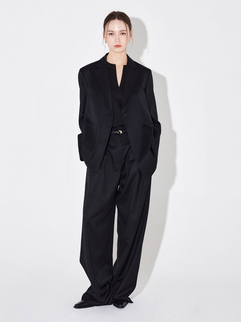Marion asymmetrical relaxed jacket dark navy - fasfas