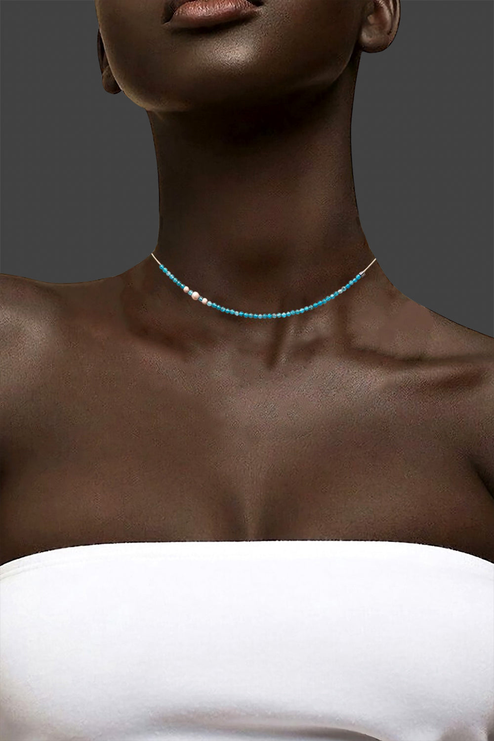 Invisible 2mm apatite necklace - fasfas