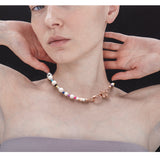 Rainbow pearl funky chunky necklace - fasfas