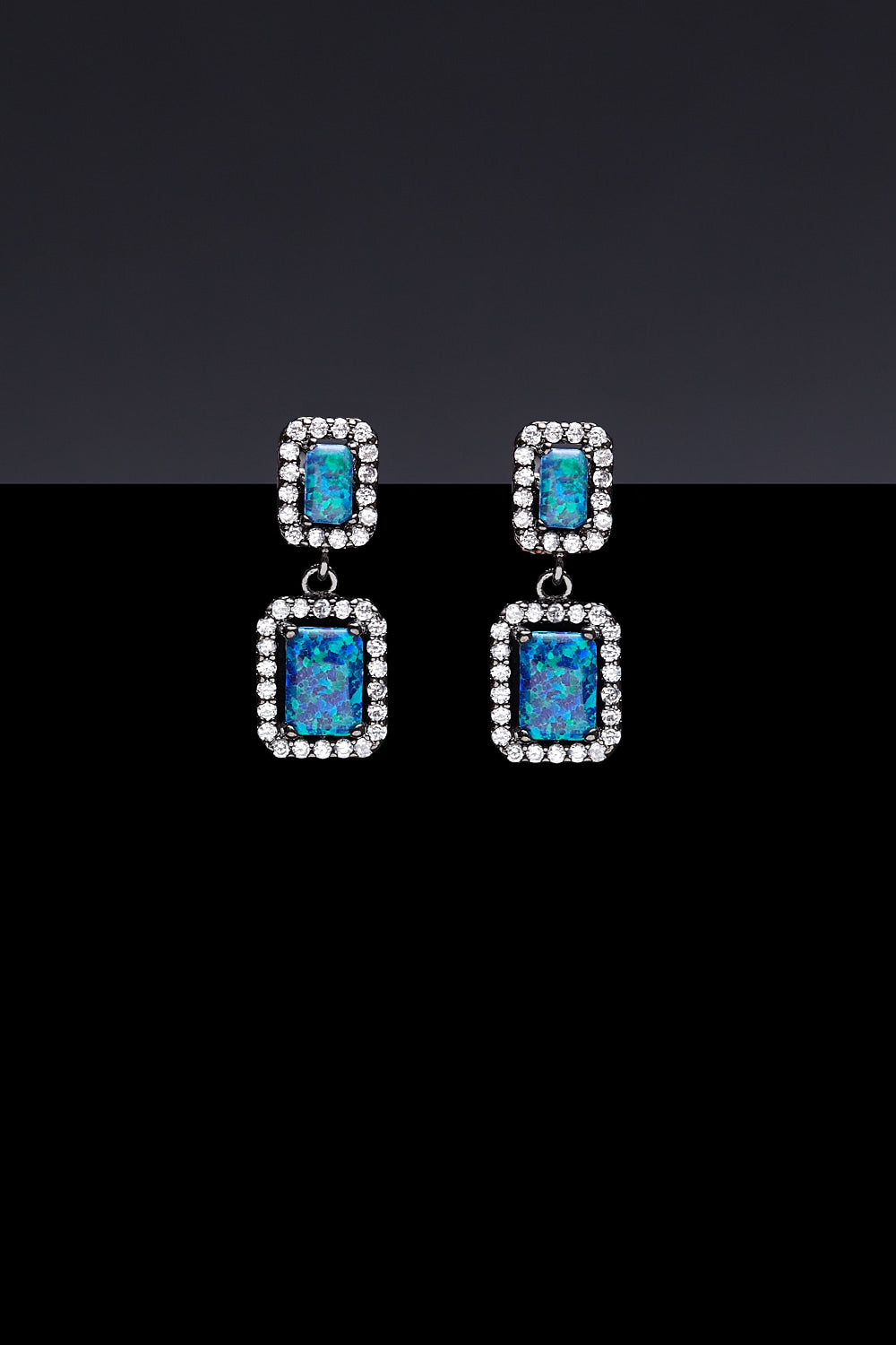 Radiant opal earrigns noir(clip-on earrings) - fasfas