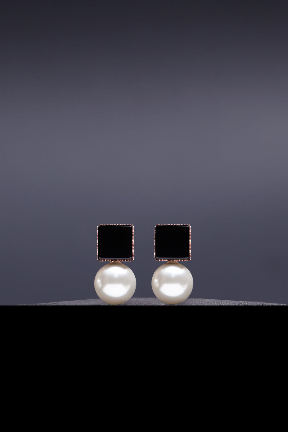 Dual onyx 10mm white pearl earrings(clip-on earrings) - fasfas