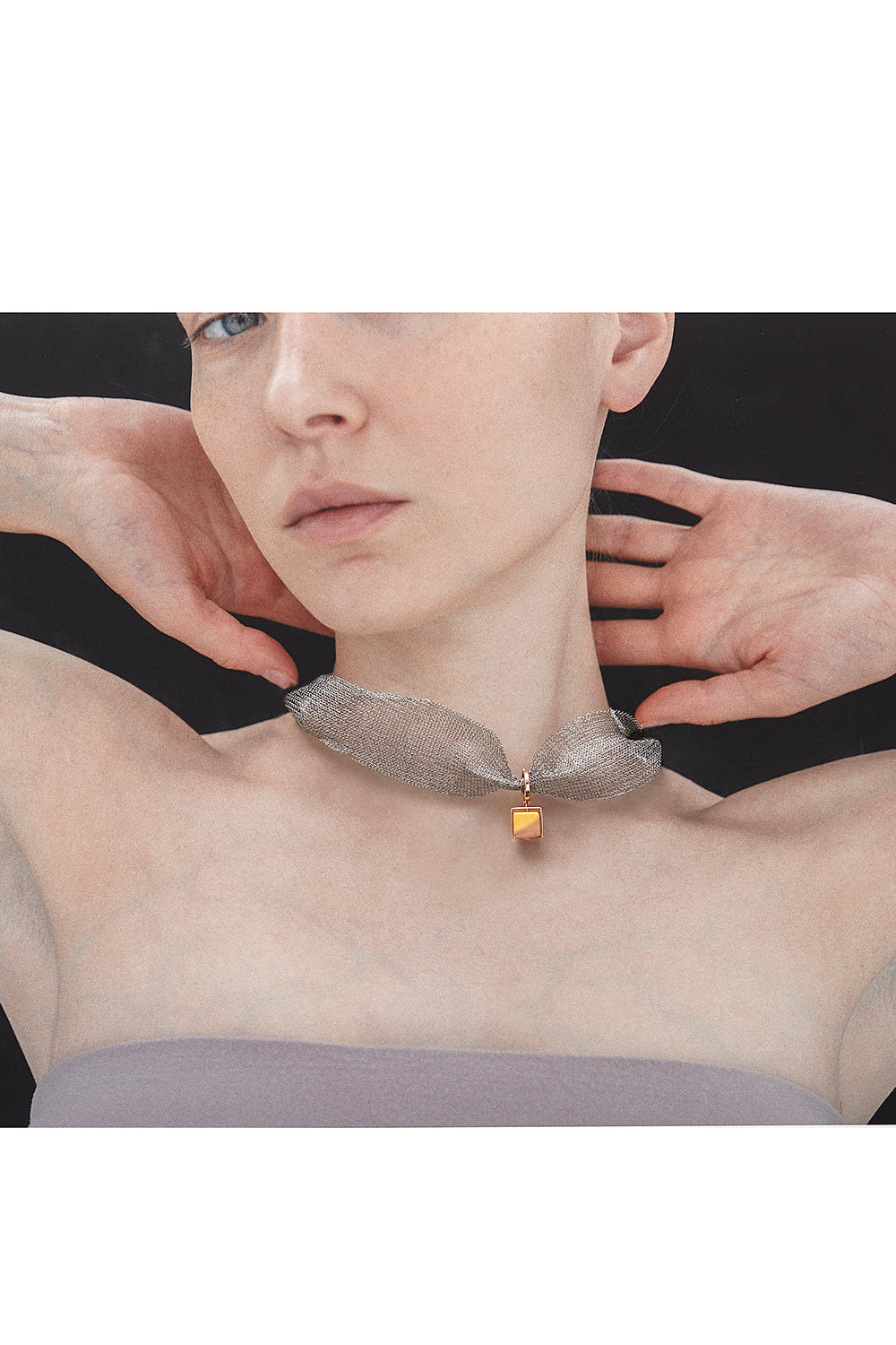 Mookaite grey mesh choker necklace - fasfas