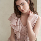 Asymmetric sleeveless blouse light pink