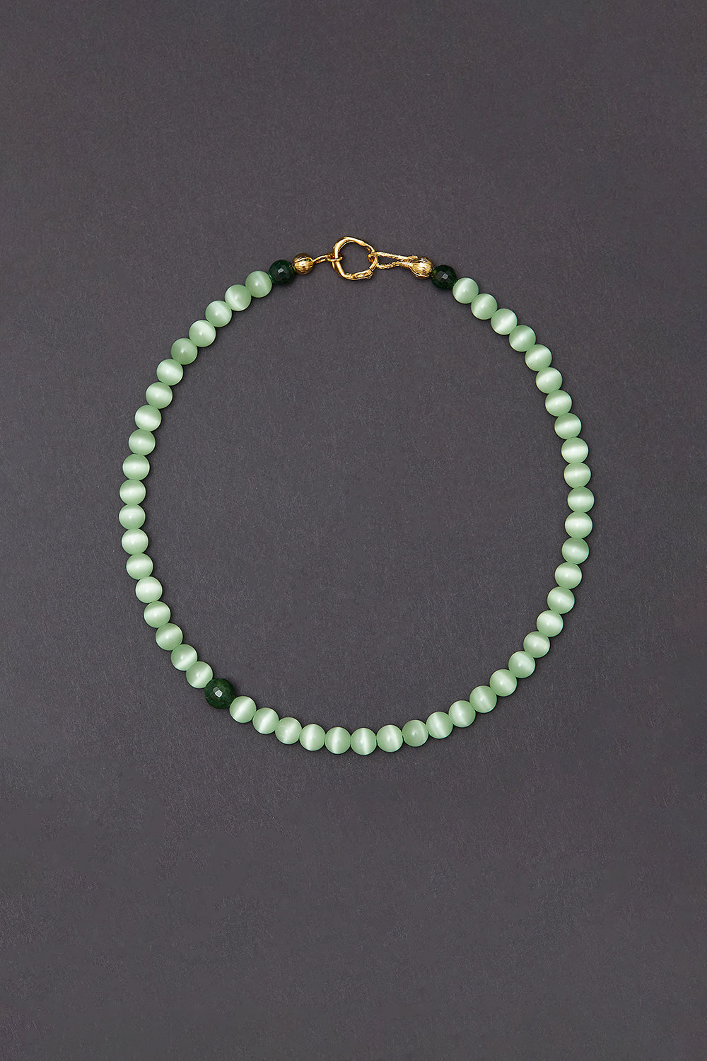8mm green cats eyes necklace - fasfas