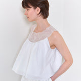 Swan embroidered a line blouse white
