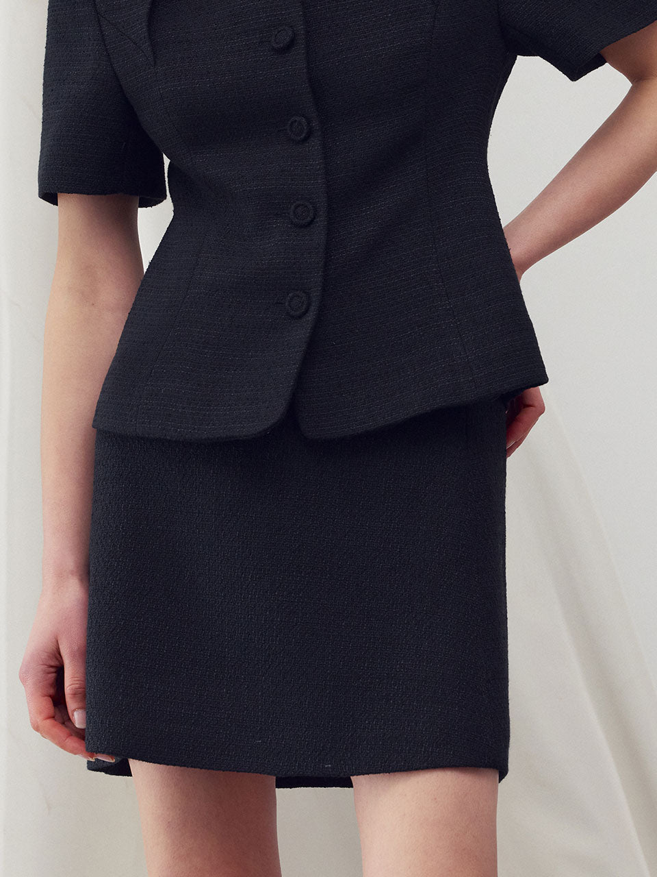 A-line tweed skirt black - fasfas
