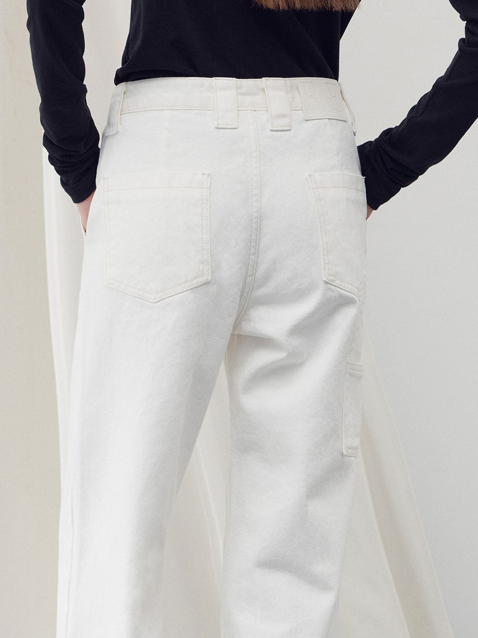 Denim cargo pants white - fasfas