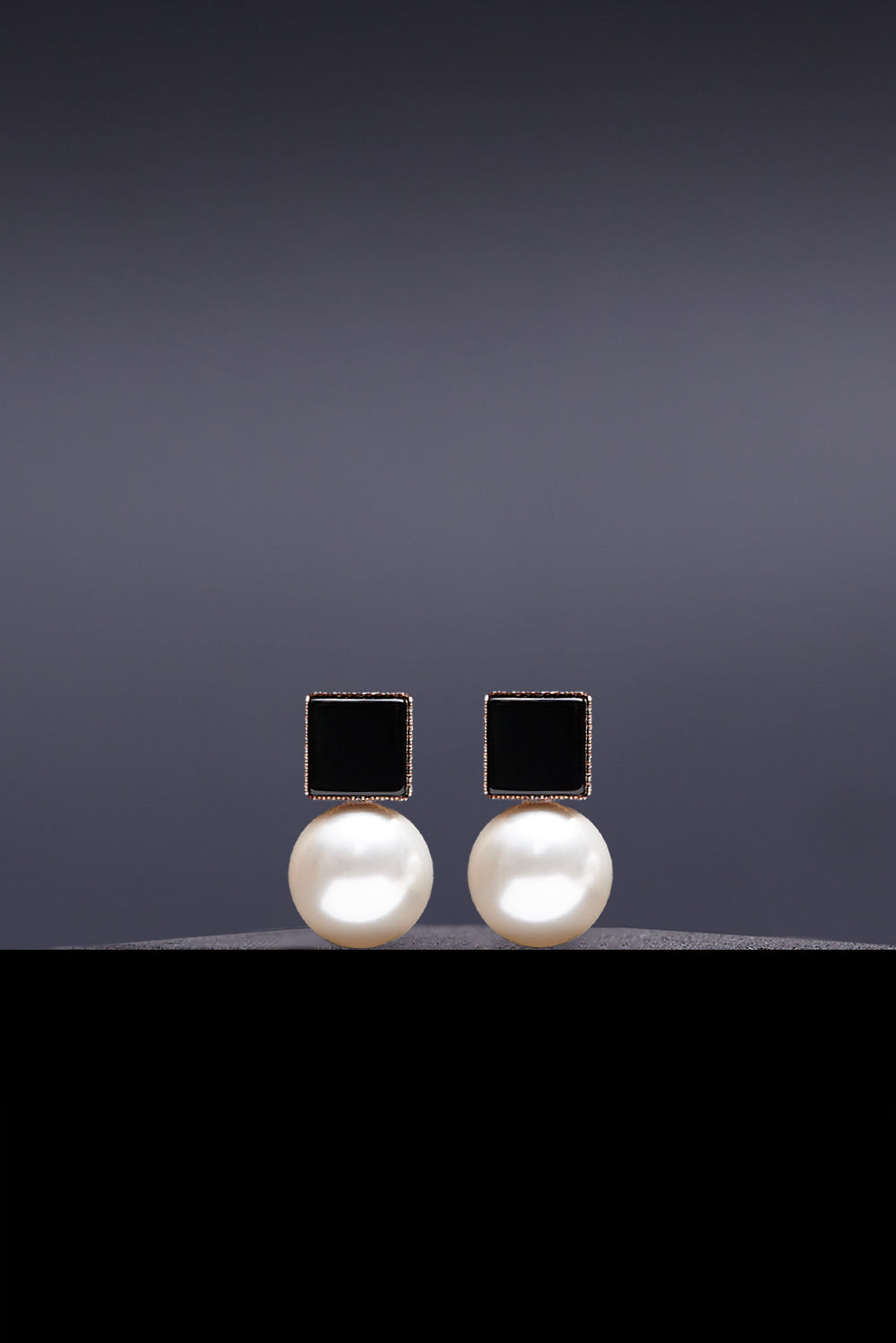 Dual onyx 12mm white pearl earrings(clip-on earrings) - fasfas
