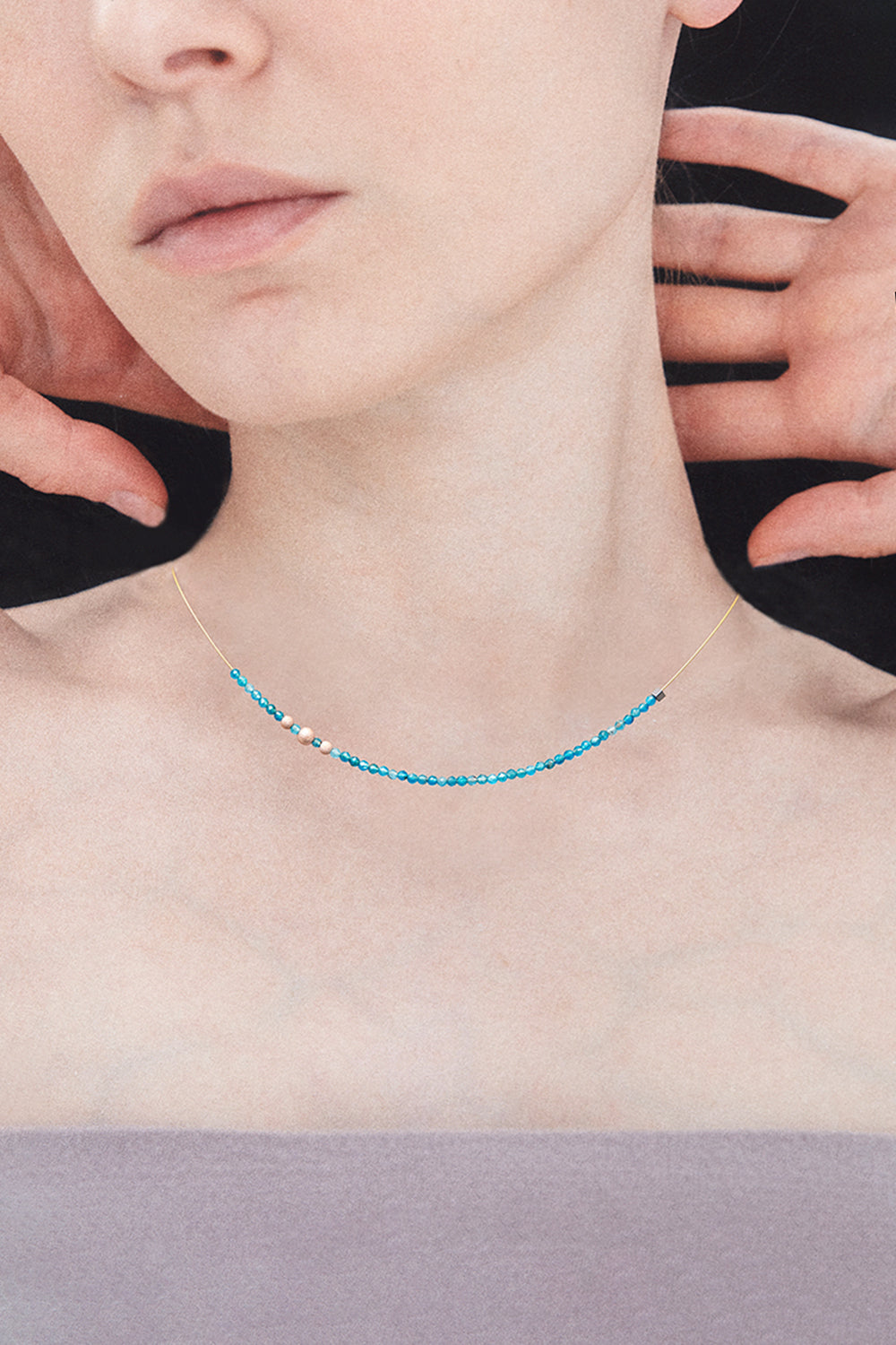 Invisible 2mm apatite necklace - fasfas