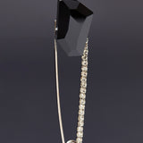 Black crystal safety pin brooch - fasfas