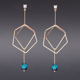 Blue tiger eyes hexagon earrings(clip-on earrings) - fasfas