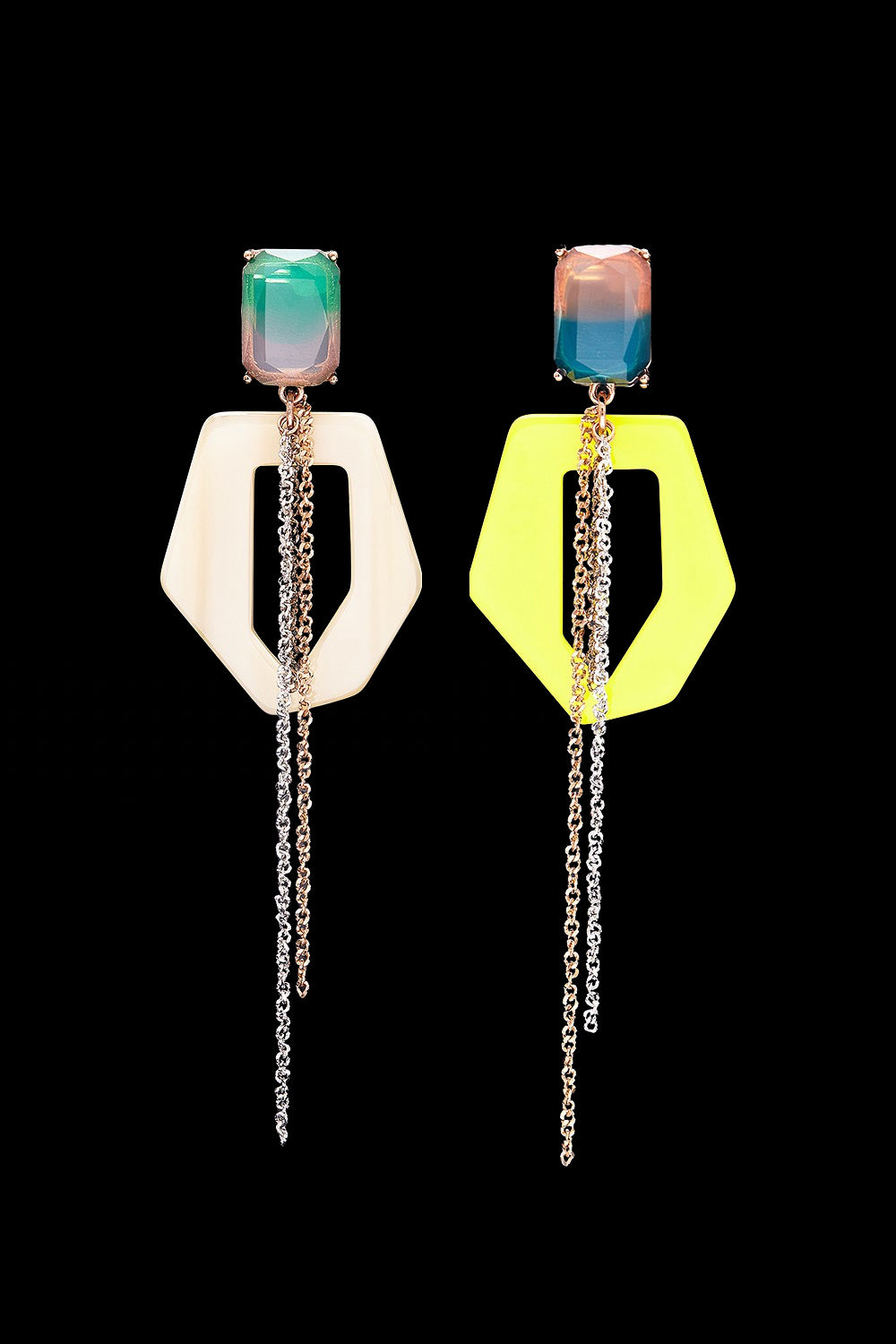 Geometric funky earrings yellow(clip-on earrings) - fasfas