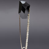 Black crystal safety pin brooch - fasfas