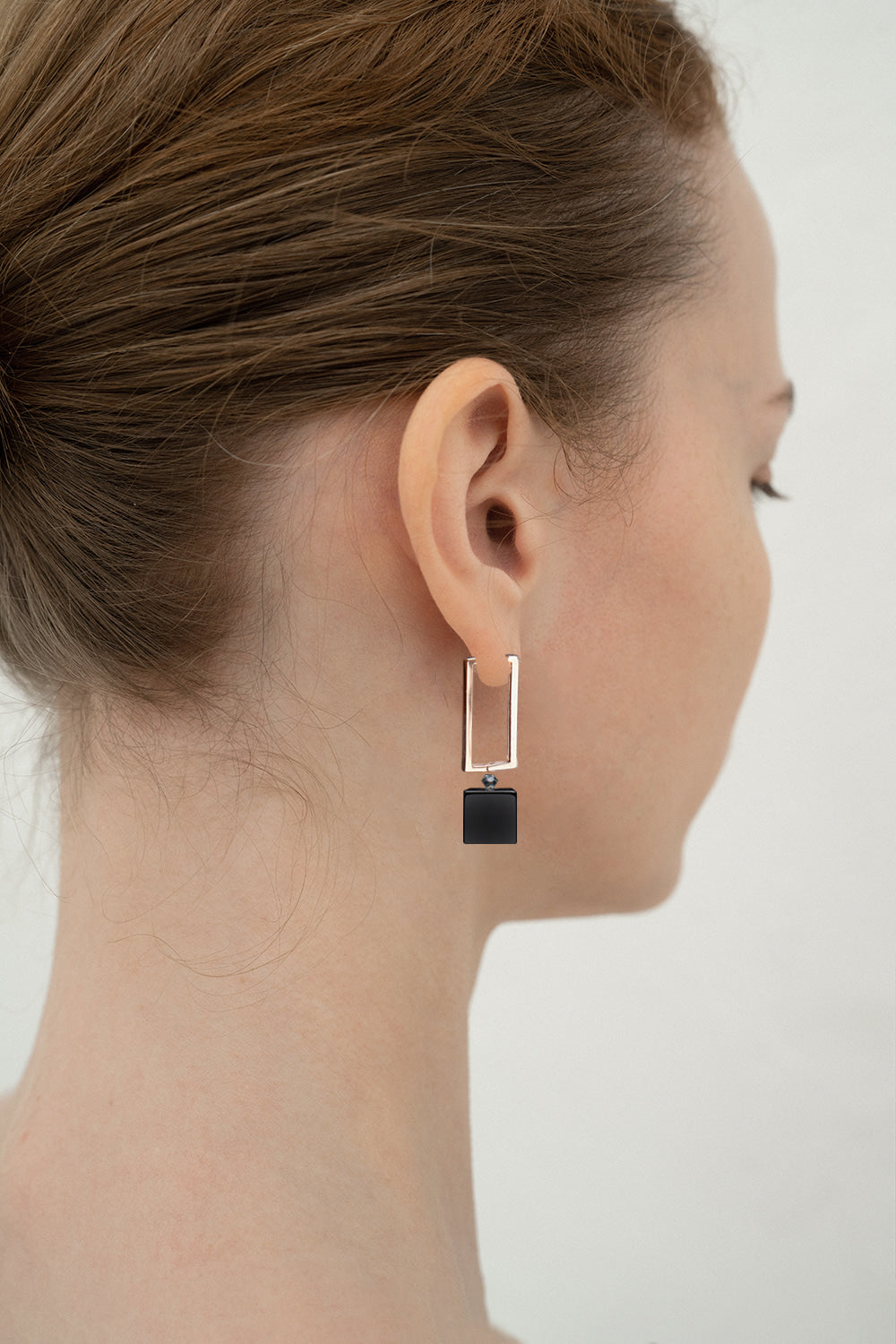 Onyx sqaure hoop earrings - fasfas