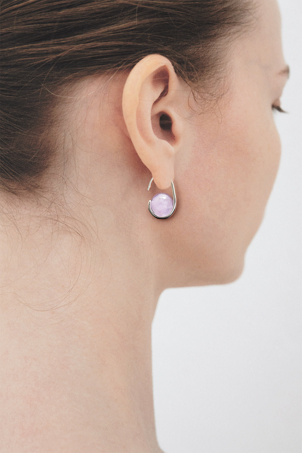 Lavender amethyst oval hoop earrings - fasfas