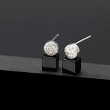 5mm onyx cubic earrings(clip-on–option) - fasfas
