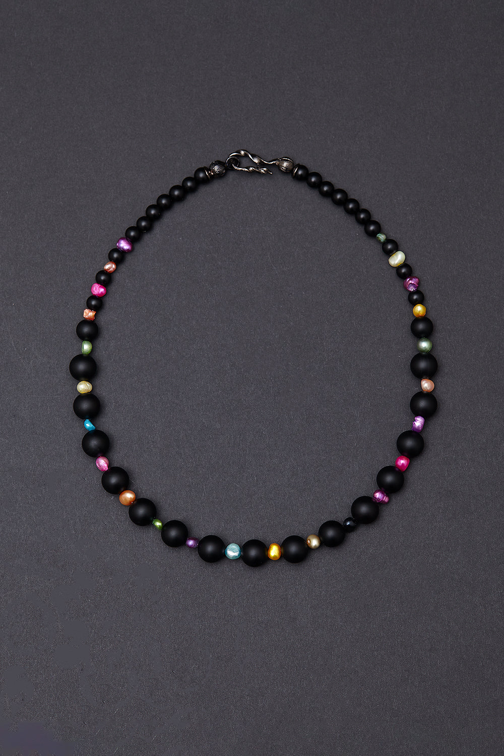 Rainbow matte onyx necklace (10mm) - fasfas