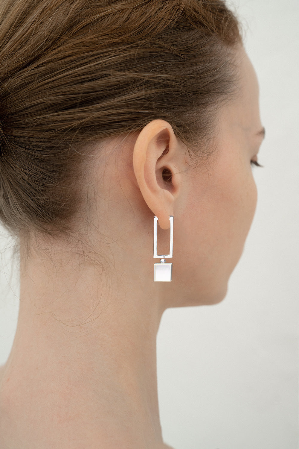 Mother of pearl sqaure hoop earrings - fasfas