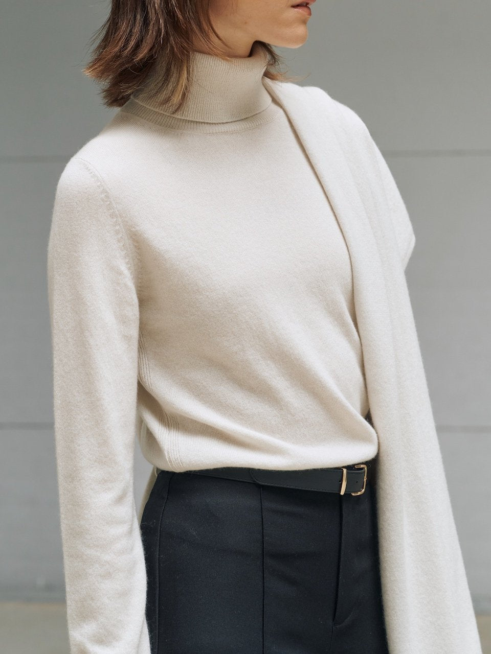 Italy cashmere 100% – basic handmade pullover ivory - fasfas
